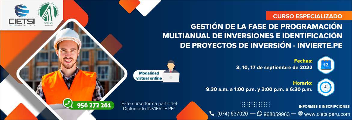 curso especializado gestiOn de la fase de programaciOn multianual de inversiones e identificaciOn de proyectos de inversiOn   inviertepe 2022